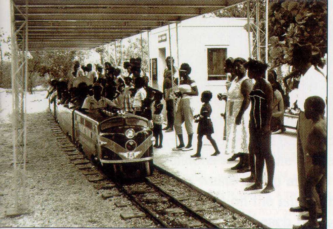 The mini train was a popular attraction at Virginia Key Beach in Miami, which opened in 1945 as a ‘Colored-Only’ beach during the city’s segregation era.