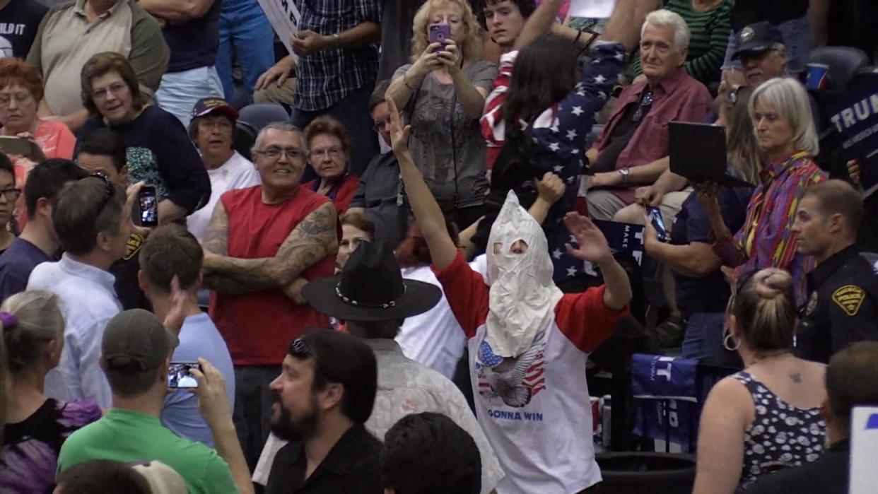 Man in Fake Klan Outfit Disrupts Trump Rally