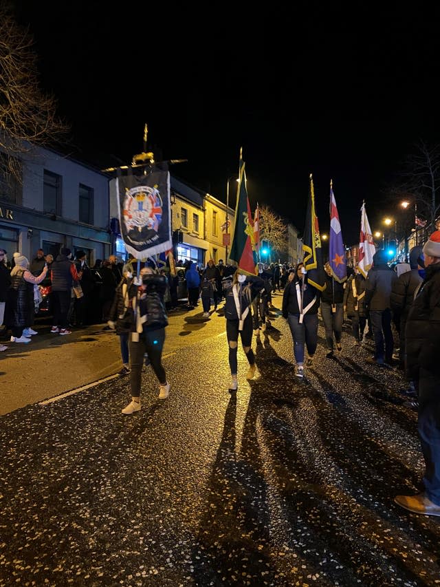 A loyalist demonstration against the Northern Ireland Protocol in Markethill, Co Armagh 