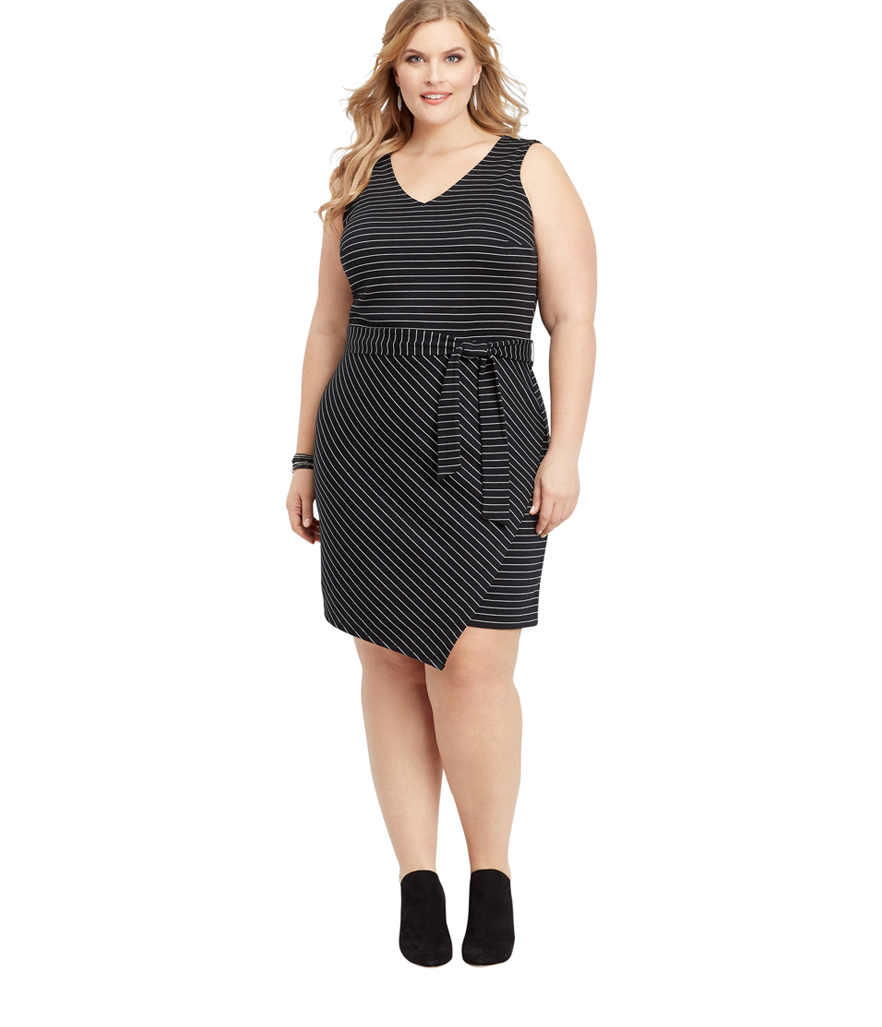 Maurices Asymmetrical Hem Stripe Ponte Dress. (Photo: Walmart)