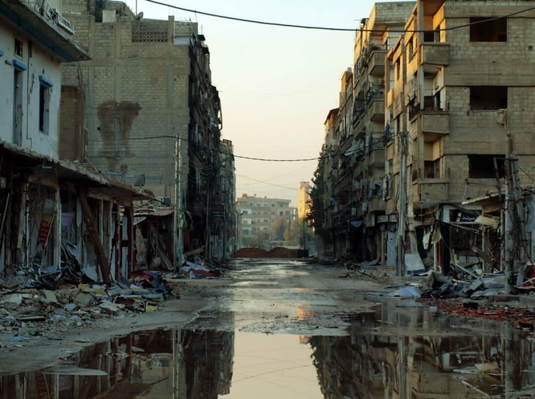 A picture released by the Syrian opposition's Shaam News Network shows destruction in the southwest town of Daraya on December 27, 2012. The government of President Bashar al-Assad said it welcomed any initiative for talks to end bloodshed in the country, after UN-Arab League envoy Brahimi said he had a peace plan acceptable to world powers