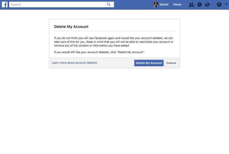 Facebook seems to purposely make it hard to delete your account.