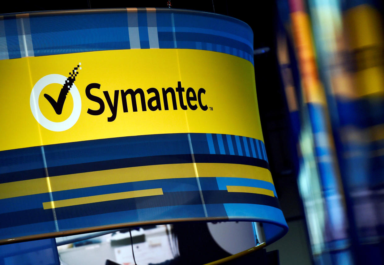 FILE PHOTO: The Symantec booth is seen during the 2016 Black Hat cyber-security conference in Las Vegas, Nevada, U.S. on August 3, 2016. REUTERS/David Becker/File Photo