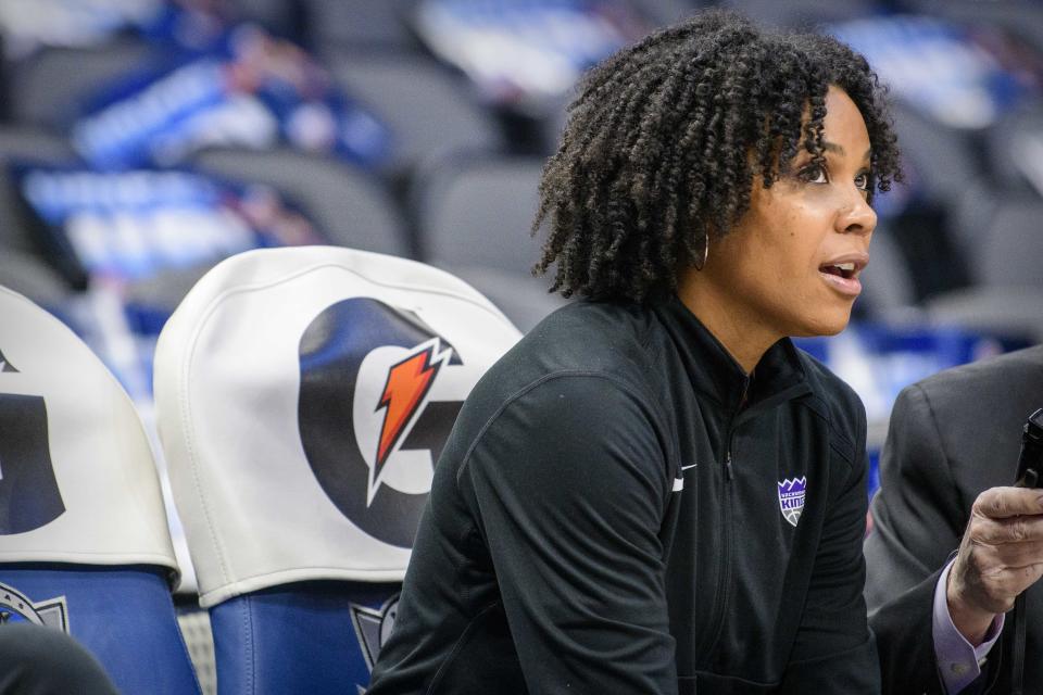 Former Sacramento Kings assistant coach Lindsey Harding has a decorated r&#xe9;sum&#xe9;. (Jerome Miron/USA TODAY Sports)