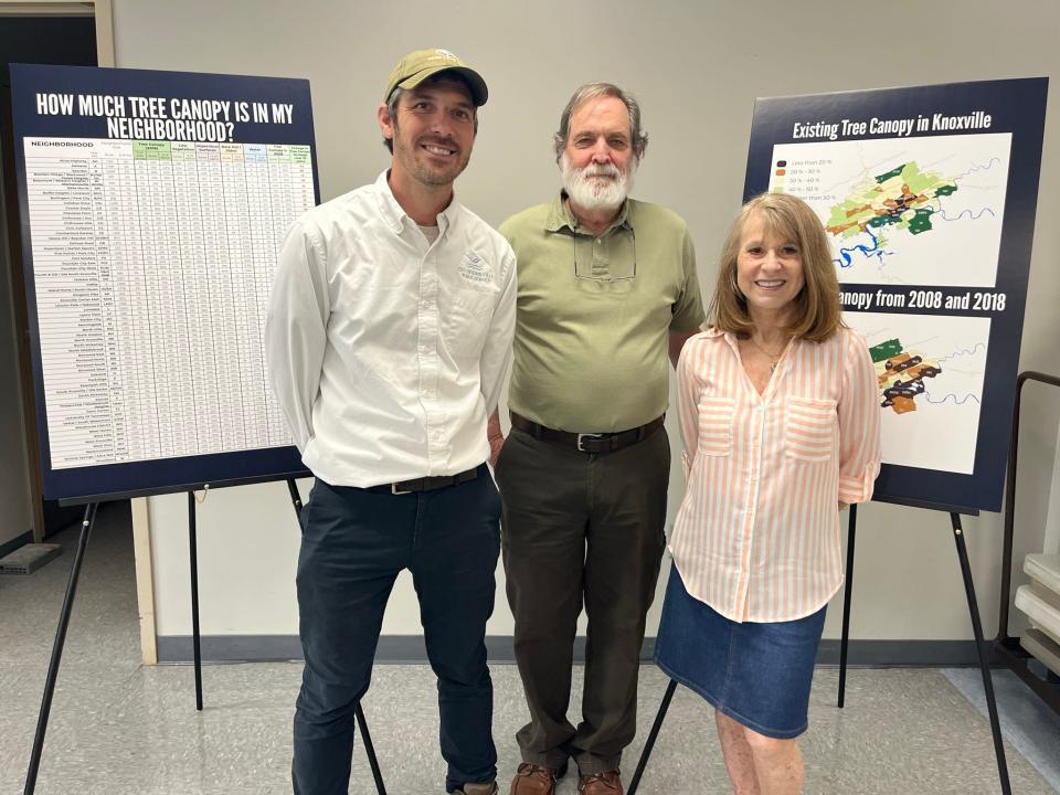 City of Knoxville’s Urban Forester Kasey Krouse, Trees Knoxville founder Tom Wellborn, and Joyce Feld of Scenic Knoxville attend the latest Urban Forest Master Plan meeting.