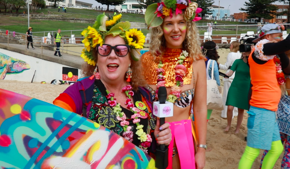 Lisa Nicholls and Charlotte Bodell chatted with the Duchess on Bondi Beach. Photo: Supplied