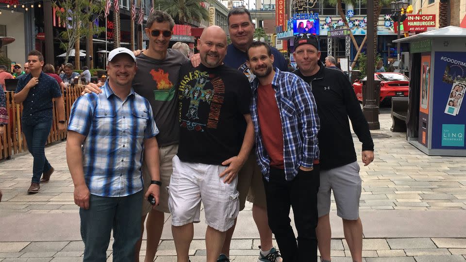 Brandon Griggs and his Utah buddies on the Vegas Strip in March 2020, days before Covid shut down the country. - Courtesy Brandon Griggs