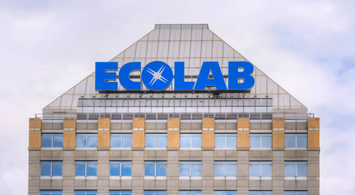 Ecolab (ECL) logo on its corporate headquarters building.