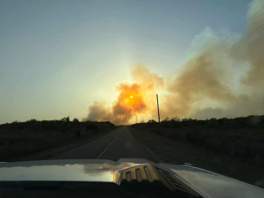 Picture of fire near Sharon. {Major County Emergency Management}