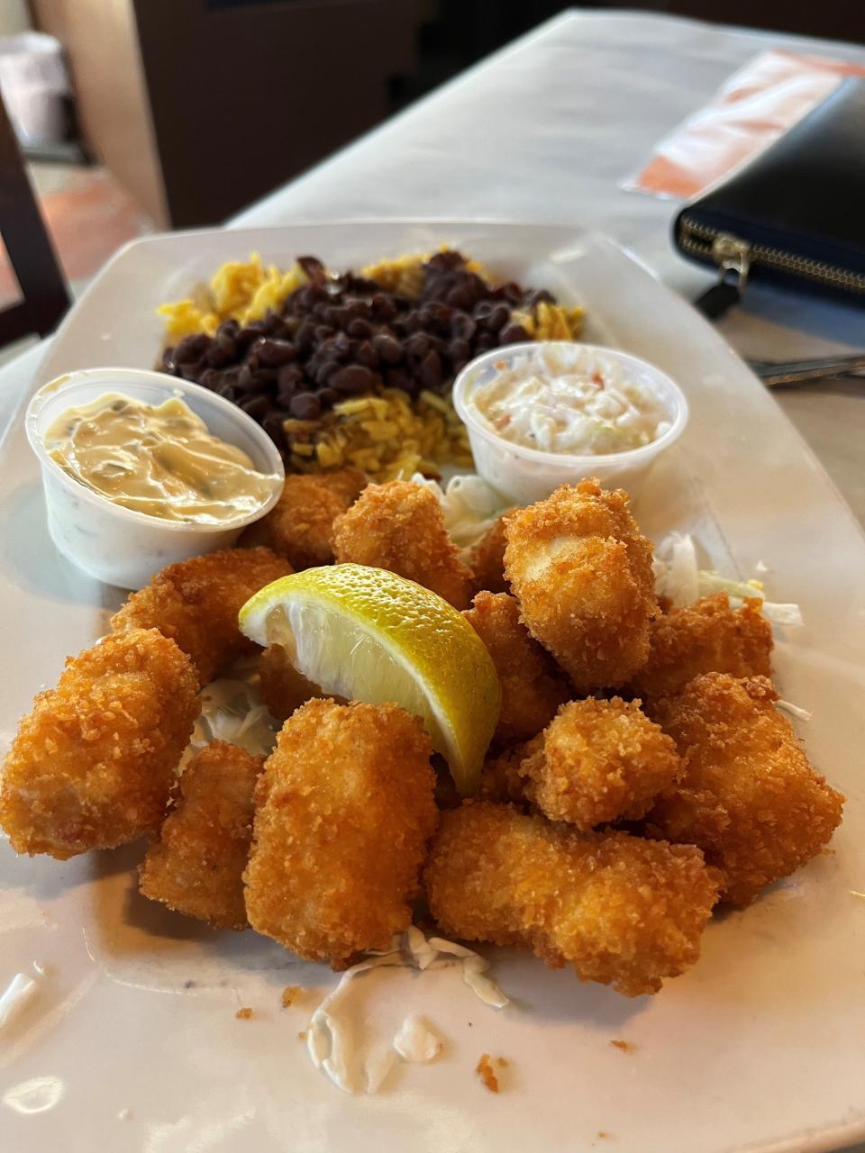 The menu is what we have come to love and expect from Blue Dog with plenty of fresh seafood offerings, including these Mahi bites.