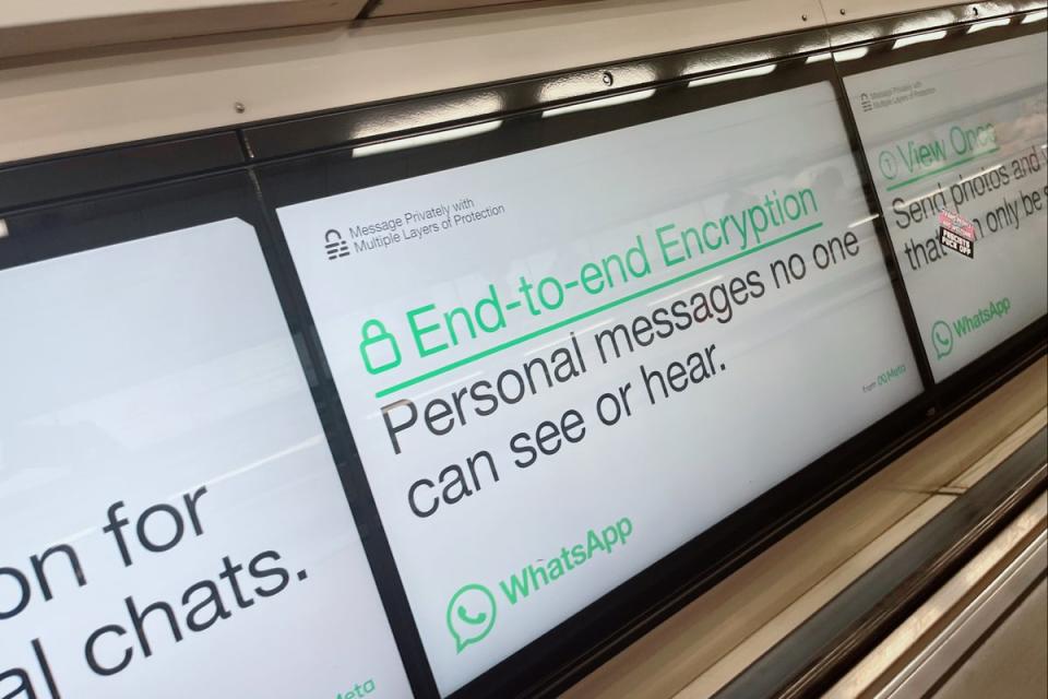 WhatsApp has been heavily promoting end-to-end encryption this week on the full-motion screens at Tottenham Court Road Tube station (Evening Standard)