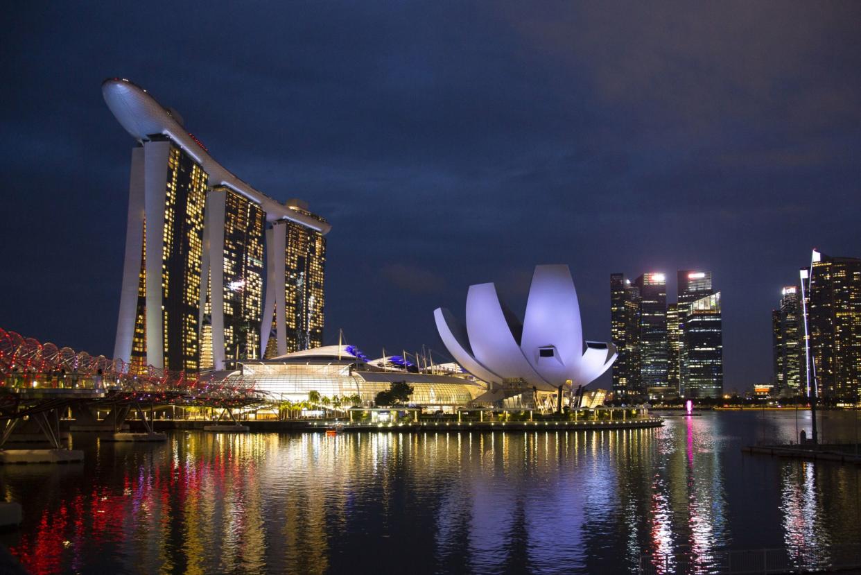 The Marina Bay Sands and the business district in Singapore, on Saturday, Oct. 8, 2022. (Bloomberg)