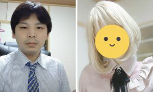 日本大叔扮裝成女生。（圖／翻攝自推特）