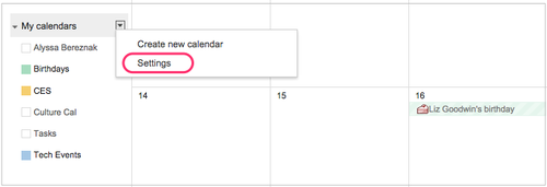 Google Calendar screenshot