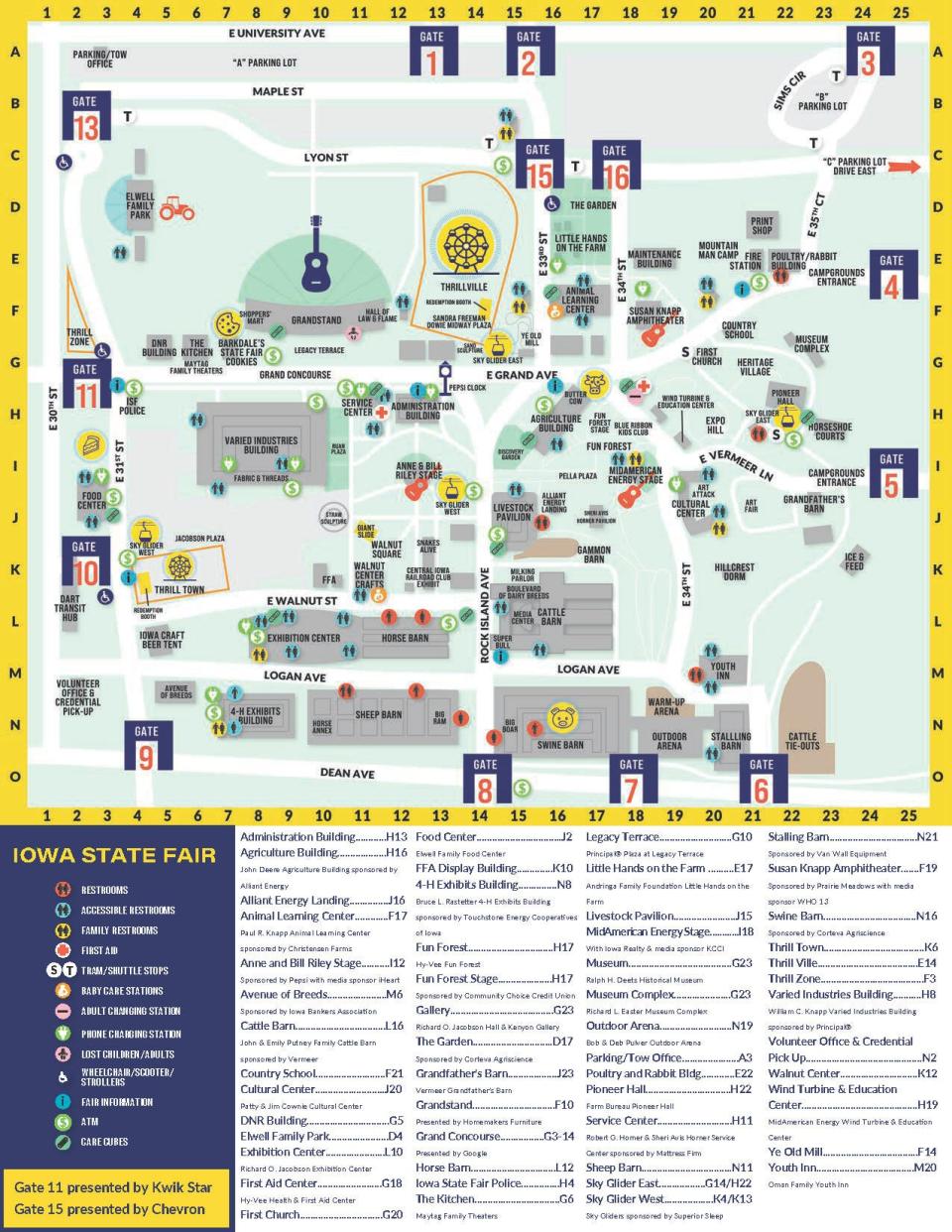 A map of the Iowa State Fairgrounds.