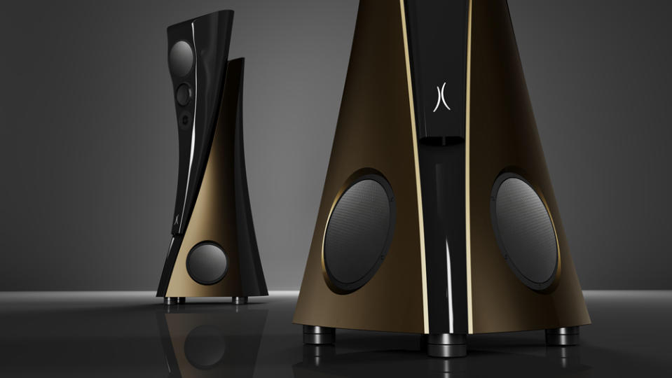 A close-up of the Estelon Extreme Mk II loudspeakers.
