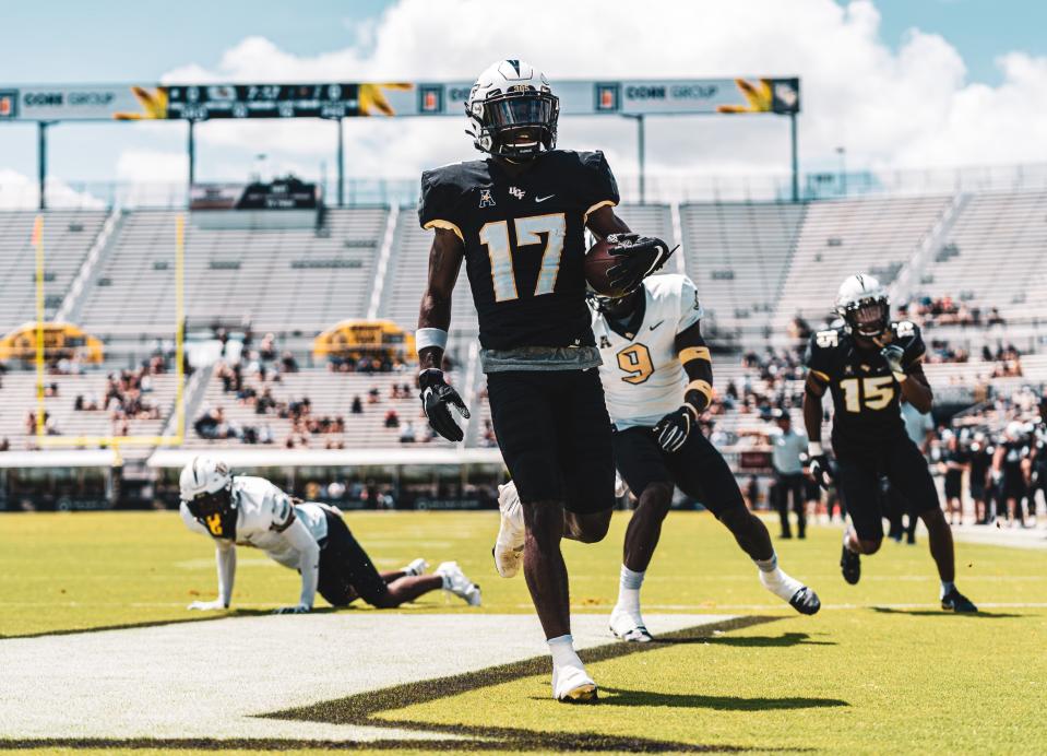 Amari Johnson caught two touchdowns in UCF's spring game Saturday, April 16, 2022.