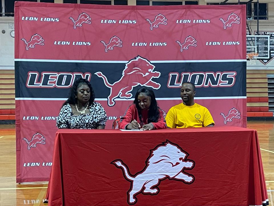 Leon's Antrinesha Johnson signed a National Letter of Intent to play basketball at Lincoln Trail College in Illinois on June 30, 2022, at Leon High School.