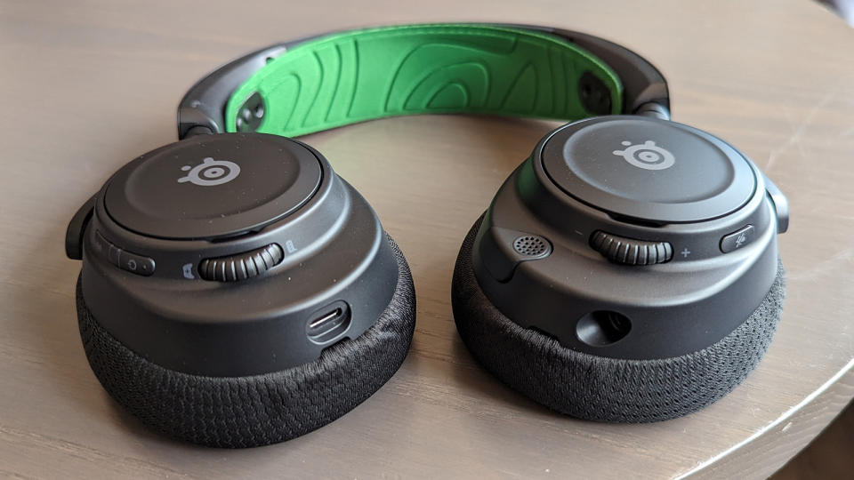 The SteelSeries Arctis Nova 7X Wireless lying on a table