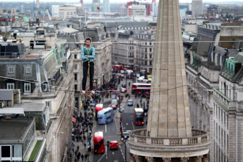 The Flying Frenchies carried out the stunt to promote new film The Free Man: Getty Images