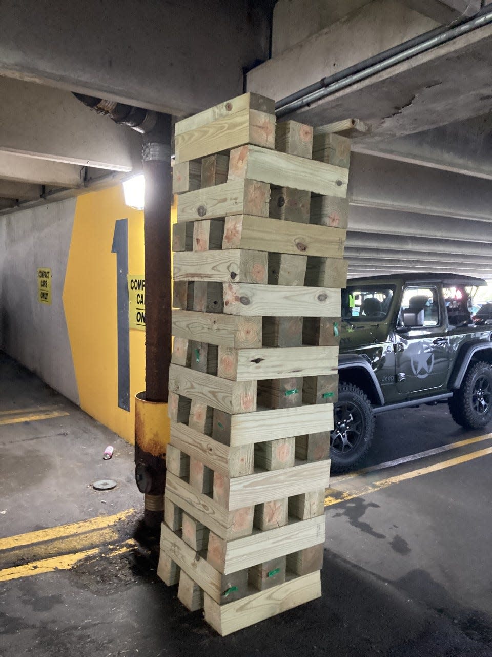 As a precaution, the city installed these reinforcements at the Pearl Street parking garage pending a survey by a structural engineer.