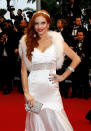 At the "Cosmopolis" premiere at the Cannes Film Festival, Phoebe Price wore this bridal-inspired look.