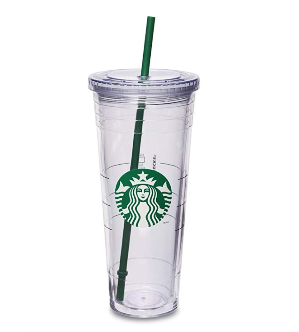 <p><strong>Starbucks</strong></p><p>amazon.com</p><p><strong>$27.50</strong></p><p><a href="https://www.amazon.com/dp/B0084IHVOS?tag=syn-yahoo-20&ascsubtag=%5Bartid%7C10065.g.29036093%5Bsrc%7Cyahoo-us" rel="nofollow noopener" target="_blank" data-ylk="slk:Shop Now;elm:context_link;itc:0;sec:content-canvas" class="link ">Shop Now</a></p><p>SAVE 👏THE 👏TURTLES 👏. But really, this reusable Starbucks tumbler will reduce your waste output and hold 24 full ounces of your preferred iced coffee flavor. </p>