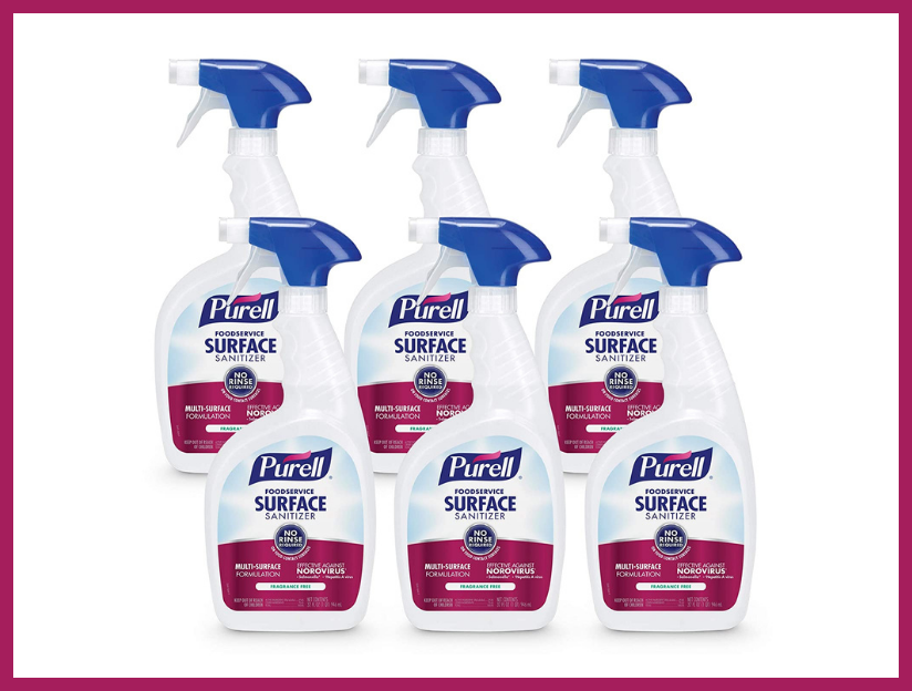 Purell Foodservice Surface Sanitizer Spray, Fragrance Free, 32 fl oz Surface Sanitizer Capped Spray Bottle (six-pack). (Photo: Amazon)
