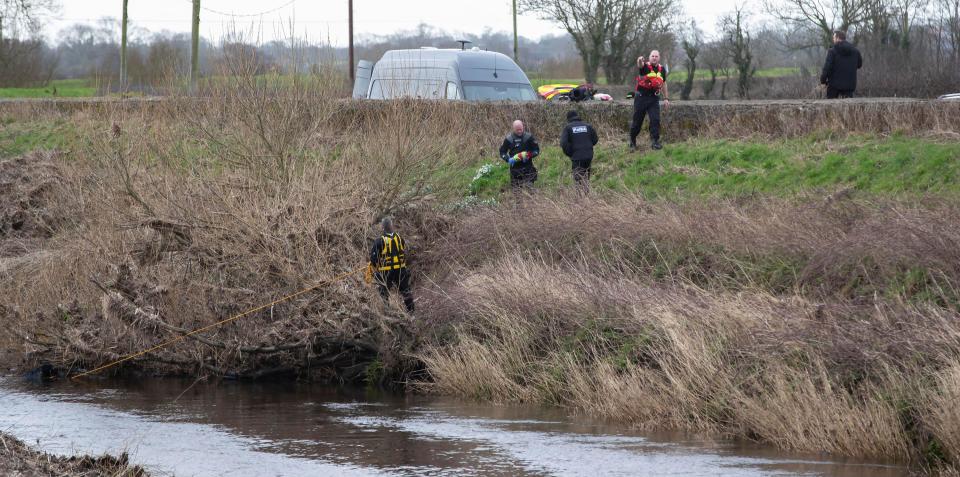 A police diving team at the River Wyre near St Michael's on Wyre, Lancashire, as police continue their search for missing woman Nicola Bulley, 45, who was last seen on the morning of Friday January 27, when she was spotted walking her dog nearby, on a footpath along the River Wyre, after dropping her daughters, aged six and nine, at school. Picture date: Sunday February 19, 2023.