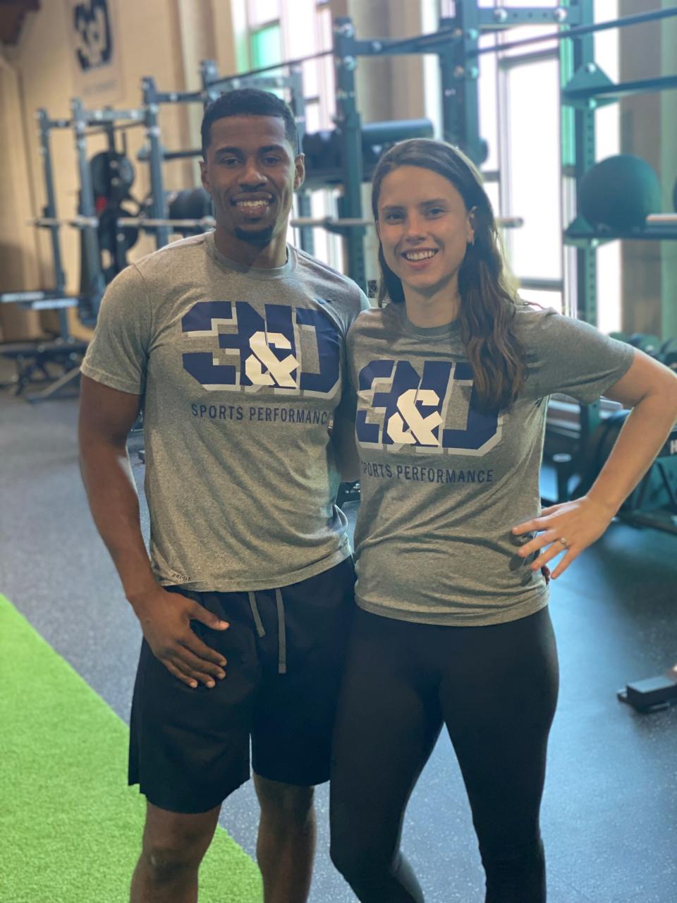 Lovell Kosh and Raychel Shannon inside the 3&D Sports Performance training center in Elsmere