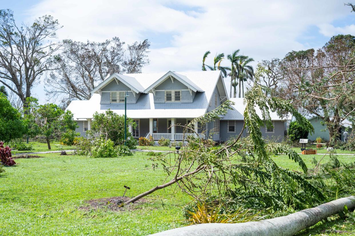 Fallen vegetation is seen on the property of the Ford Home at the Edison and Ford Winter Estates after Hurricane Ian passed through Wednesday afternoon in Fort Myers, FL., on Thursday, September 29, 2022.