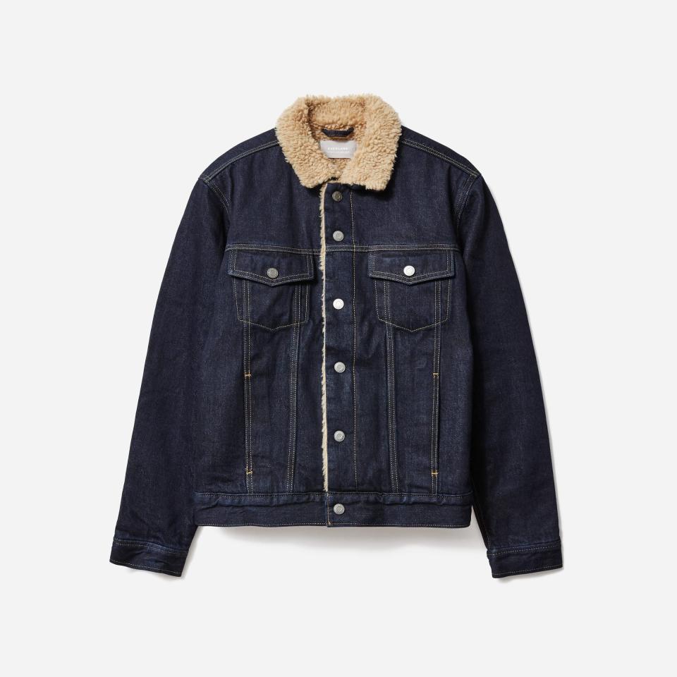 The Fleece-Lined Denim Trucker Jacket - Midnight Indigo