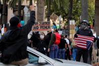 Protesters take part in a demonstration against the death in Minneapolis police custody of George Floyd, in Anaheim