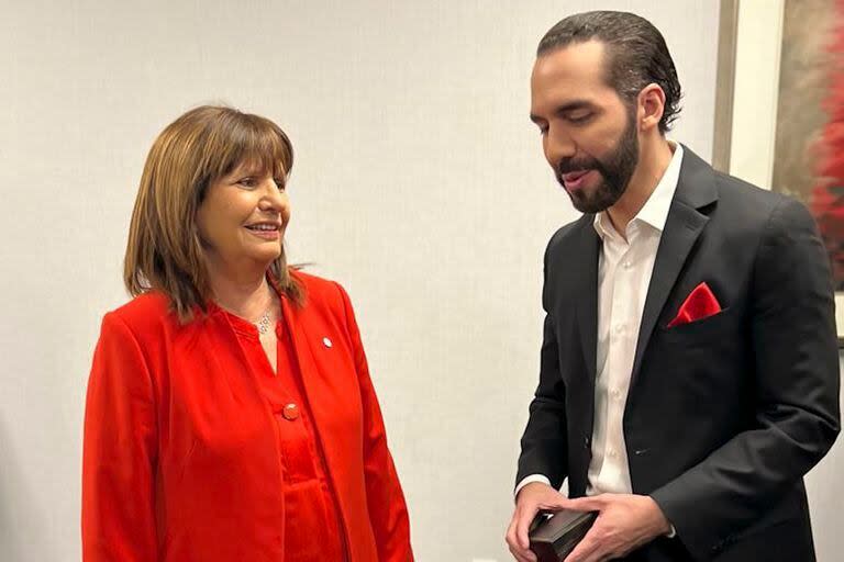 Patricia Bullrich junto a Bukele en Washington