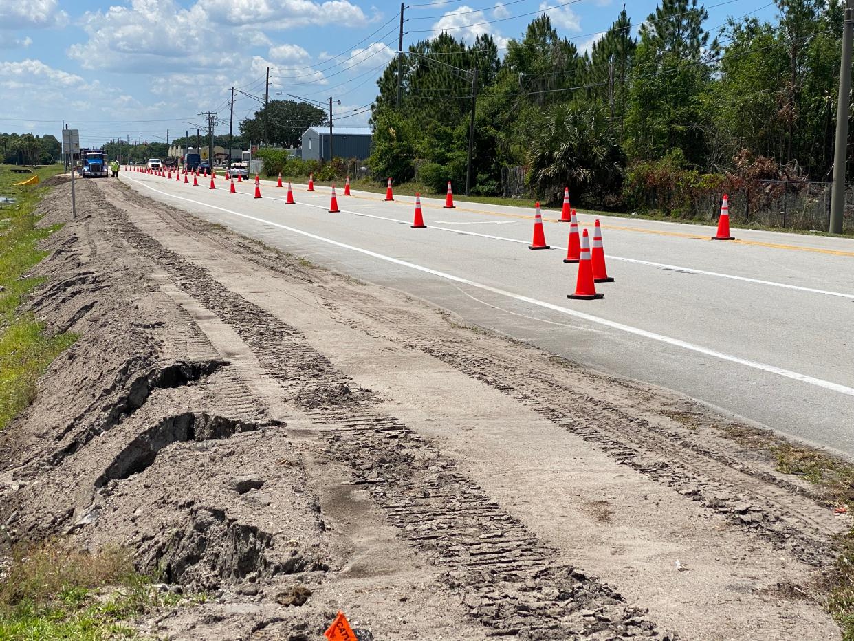 Construction crews have begun work on a stretch of Drane Field Road leading to a new roundabout at the Lakeland Linder International Airport.