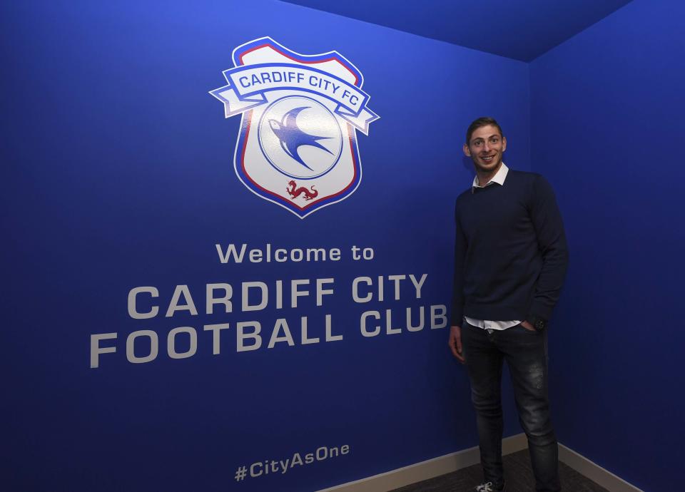Emiliano Sala tinha acabado de acertar sua transfer&#xea;ncia para o Cardiff City, saindo do Nantes. Foto: Cardiff City FC/Getty Images