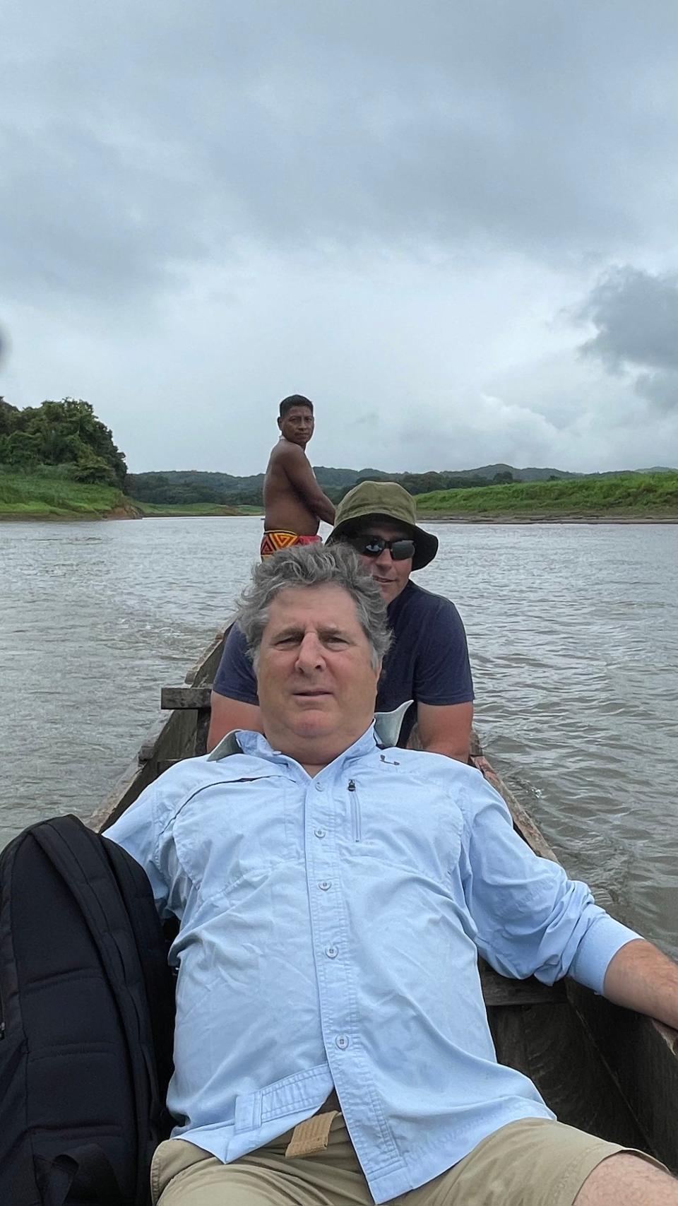 Mike Leach, front, and Michael Baumgartner during a visit to the Panamanian jungle in 2022.