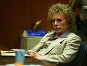 LOS ANGELES - OCTOBER 27: Music Producer Phil Spector sits during a Pre-Trial Conference at the Los Angeles Superior Court on October 27, 2005 in Los Angeles, California. Spector is charged with the February 3, 2003 shooting death of actress Lana Clarkson in the foyer of his home. (Photo by Matthew Simmons/Getty Images)