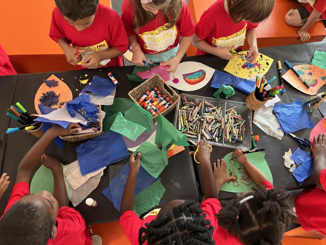 a group of people coloring