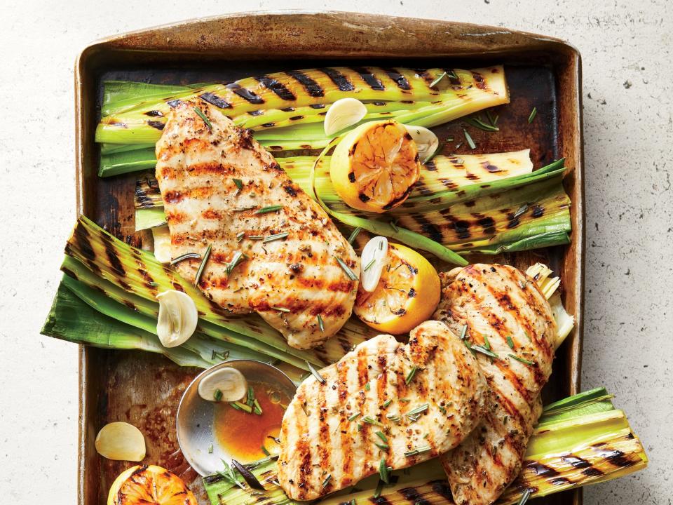 Wednesday: Grilled Lemon-Rosemary Chicken and Leeks