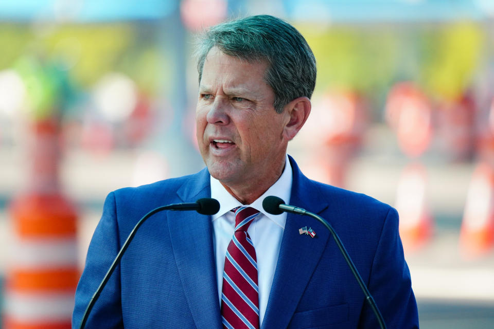 Georgia Governor Brian Kemp (R) speaks during a press conference announcing expanded statewide COVID-19 testing on Aug. 10, 2020, in Atlanta, Georgia. (Photo: Elijah Nouvelage via Getty Images)