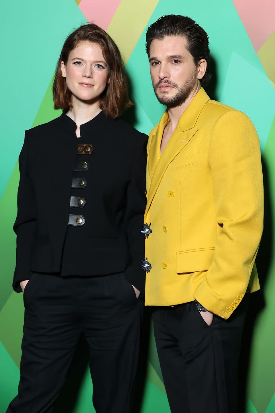 rose leslie and kit harington attend the louis vuitton menswear fall winter 2023 2024 show