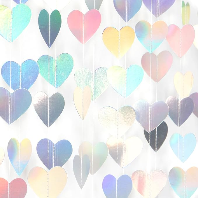Panduola Iridescent Disco-Holographic Party-Decorations Love-Heart Garland