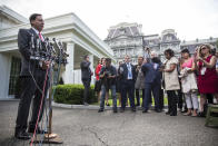 WASHINGTON, DC - MAY 09: Boston Red Sox Chairman Tom Werner speaks to members of the press at the White House May 9, 2019 in Washington, DC. President Donald Trump hosted the Boston Red Sox to honor their championship of the 2018 World Series. (Photo by Zach Gibson/Getty Images)