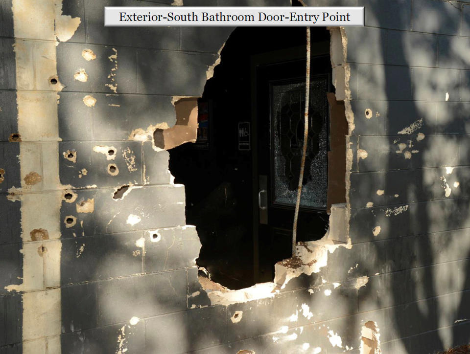 <p>The exterior of the south bathroom of the Pulse Nightclub, where Omar Mateen killed 49 people, in Orlando, Florida, U.S. is pictured in this image released as part of a briefing document by the Orlando Police on April 13, 2017. (Orlando Police/Handout via REUTERS) </p>