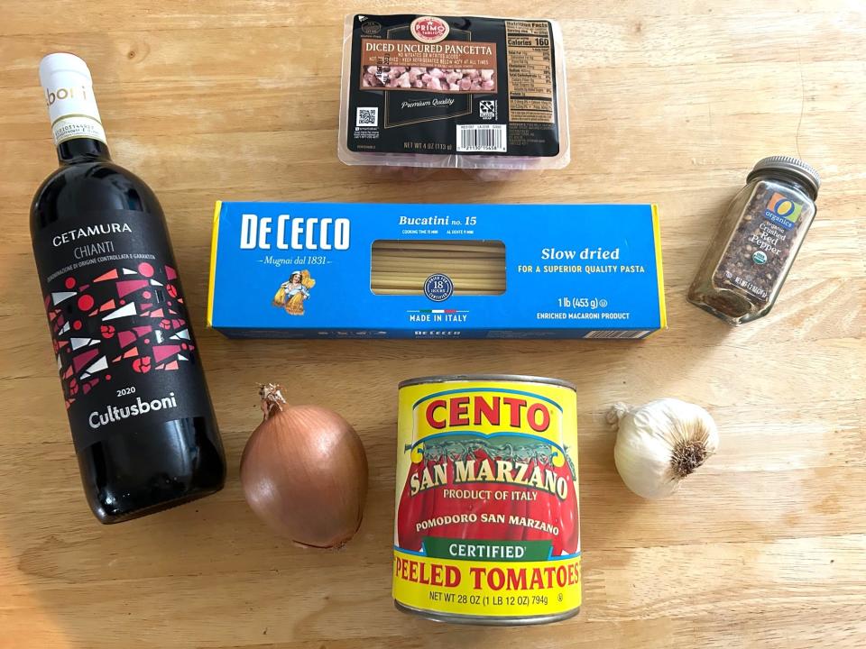 Ingredients for Ina Garten's weeknight pasta