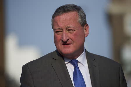 FILE PHOTO - Philadelphia mayoral candidate Jim Kenney departs after greeting supporters outside a senior center on primary election day in Philadelphia, Pennsylvania on May 19, 2015. REUTERS/Mark Makela