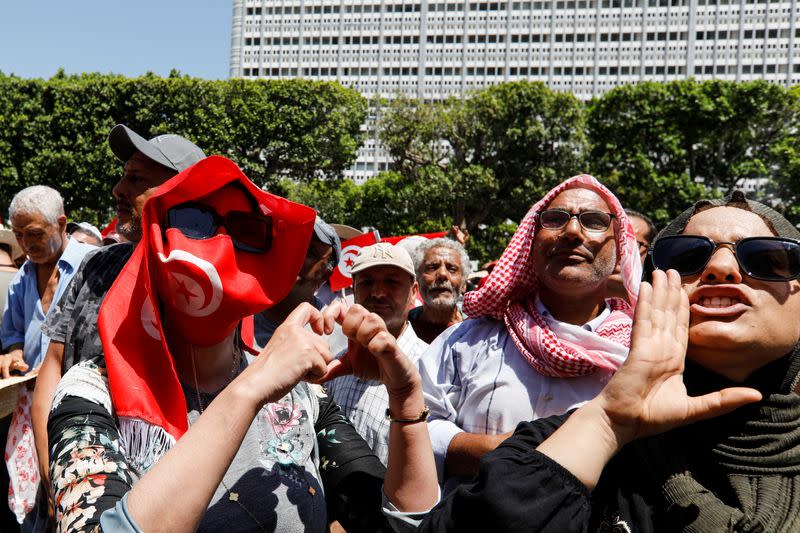 Protest against Tunisian President Saied, in Tunis