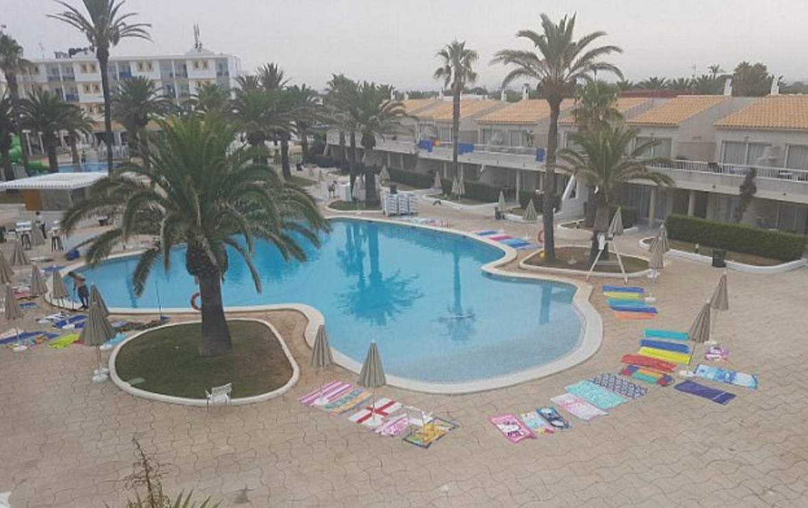 Sun-deprived Brits have been laying down their towels in an attempt to secure sunbeds (Picture: Jackie Liff)