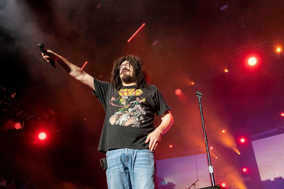 Adam Duritz, singer and principal songwriter of Counting Crows, is shown during a 2018 performance in York, Pennsylvania. Counting Crows will be in concert Aug. 12 at the Sand Mountain Park and Amphitheater in Albertville.